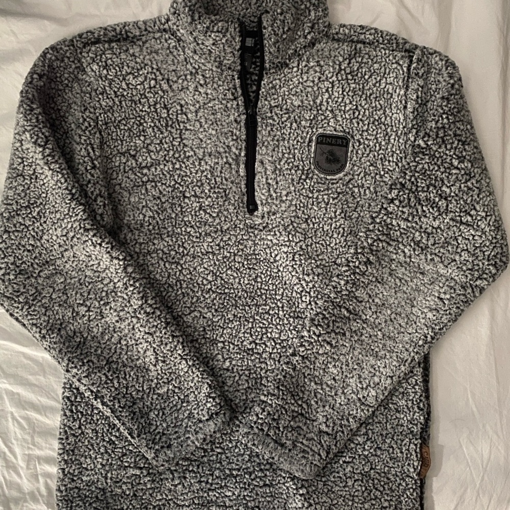 Unisex Black and Gray Quarter Zip Fleece Sweater